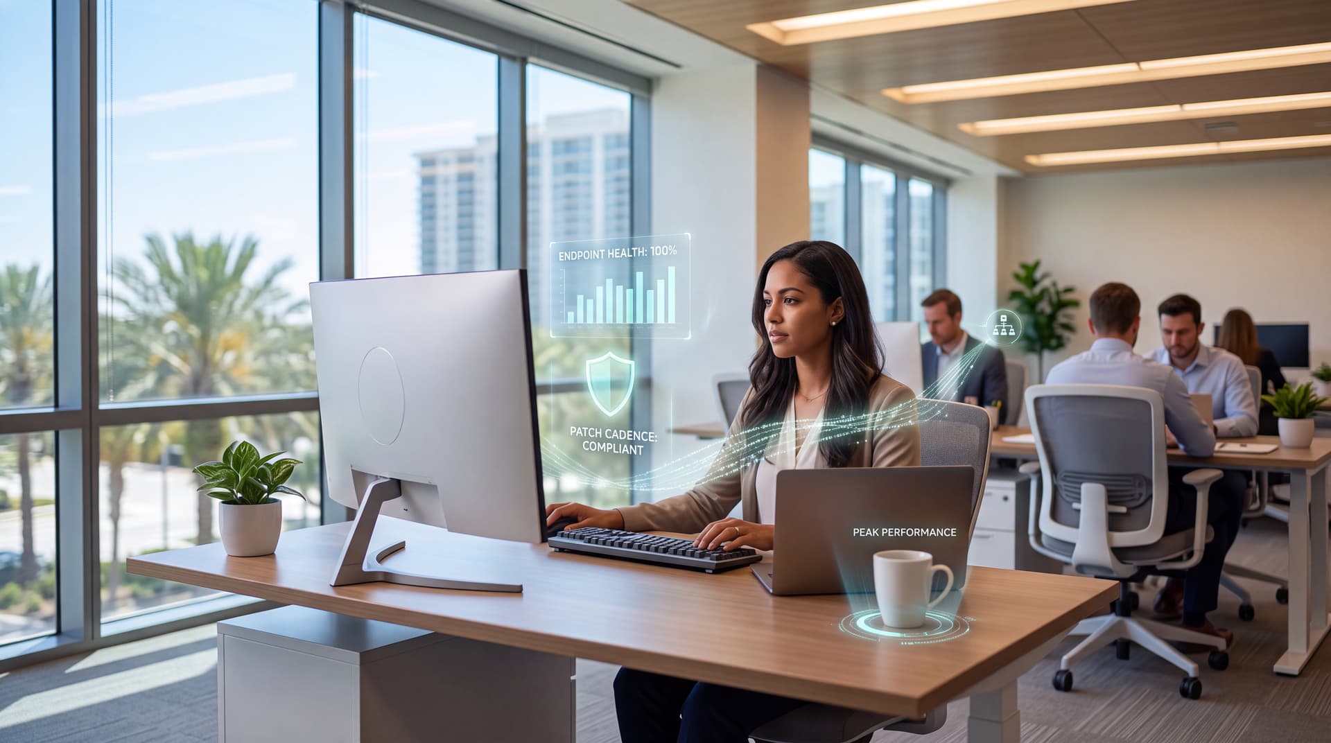 Modern Florida SMB office with employees working productively in a well-organized workspace.