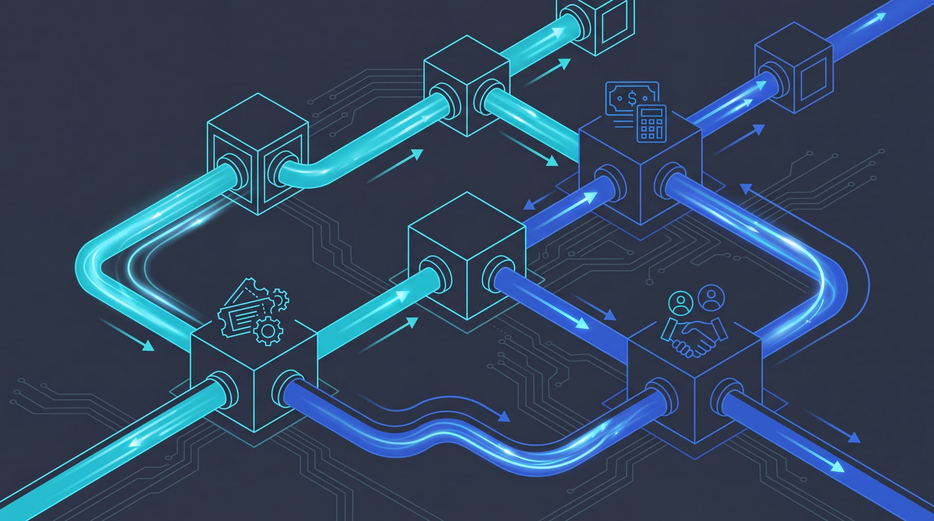 Connected systems workflow diagram illustrating API orchestration across PSA, billing, and onboarding software.